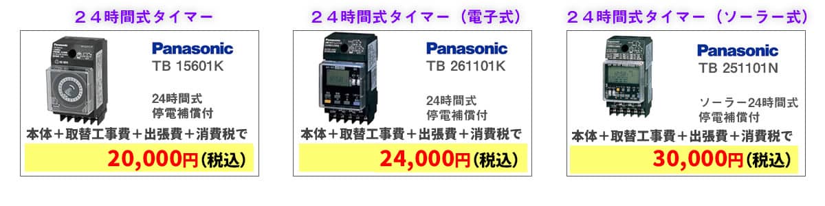 タイムスイッチ交換費用の一例